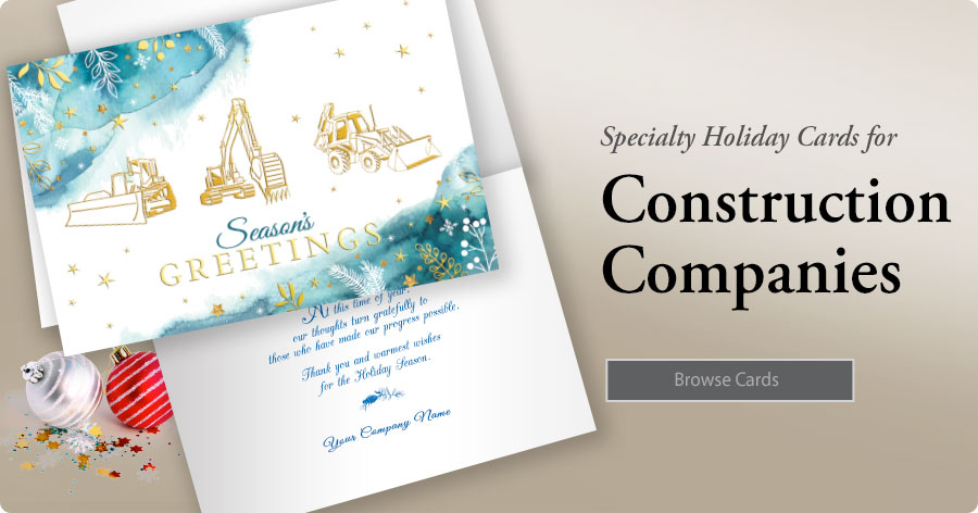 Construction Full Color Personalized Christmas Holiday Cards!