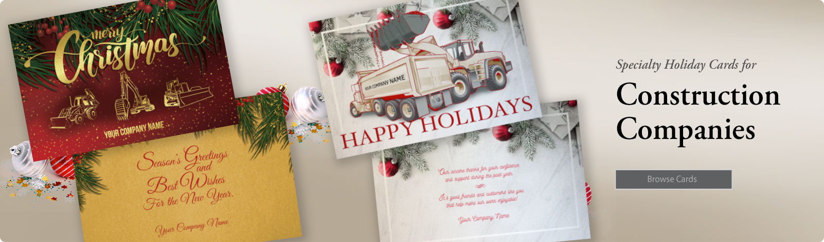 Pearl Papaer Flat Construction-Excavating-Paving Christmas Holiday Cards!