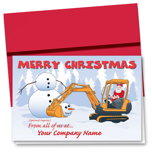 Construction Christmas Cards Building Frosty