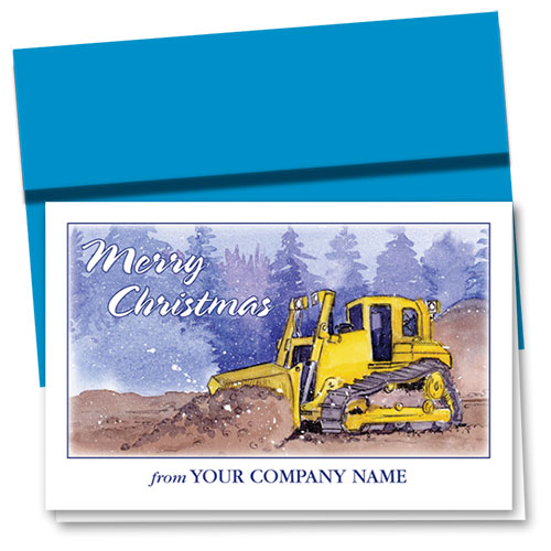 Construction Christmas Cards Winter Day Dozer