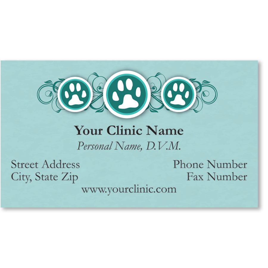 Full-Color Veterinary Magnetic Business Cards - Three Paws