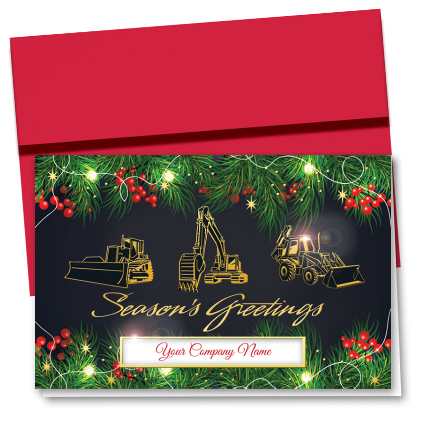 Premium Foil Construction Christmas Cards Greeting Triad
